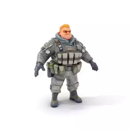 Heavy Soldier D Character Rigged and Animated
