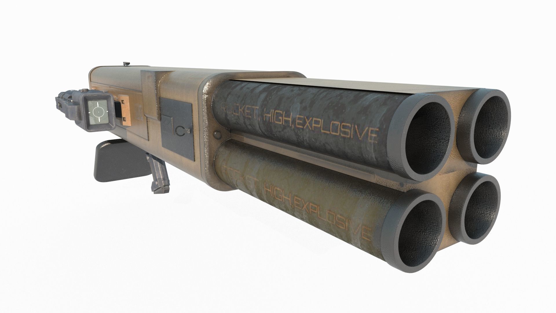 Future sci-fi weapon rocket launcher 3D model_8