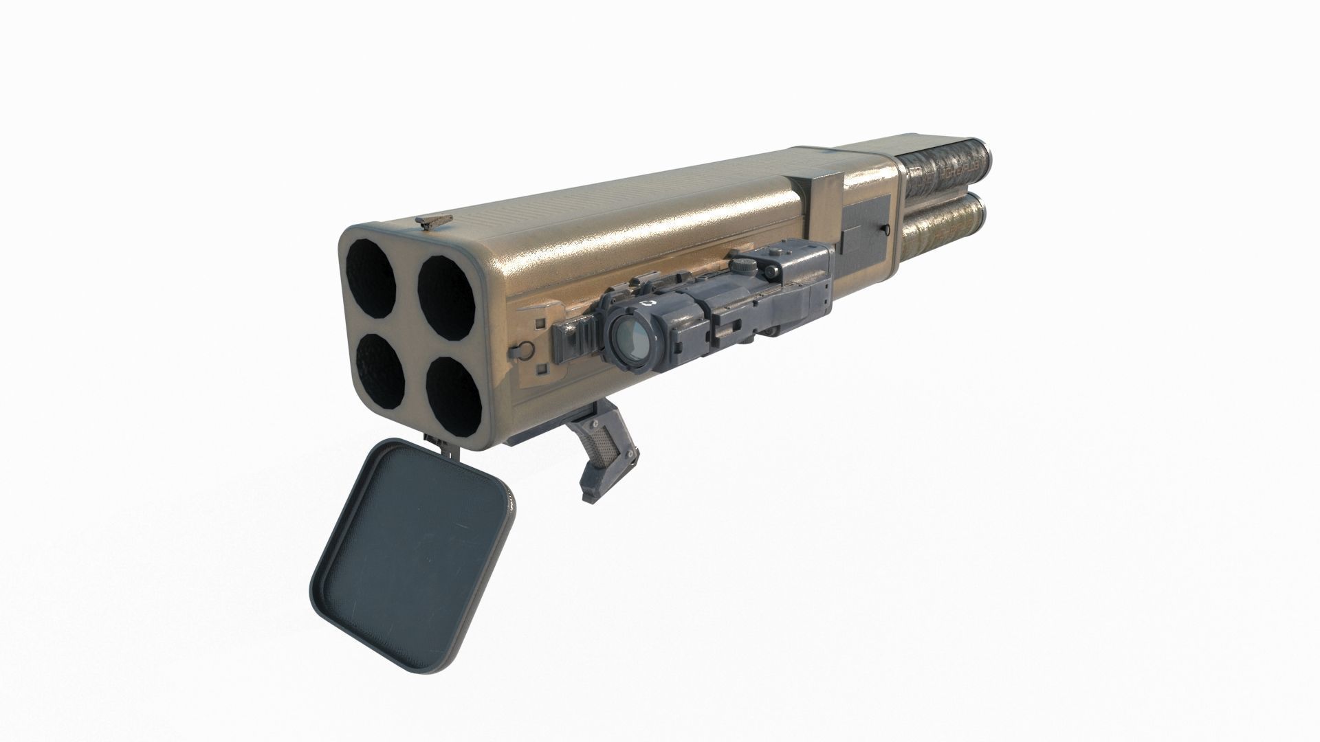 Future sci-fi weapon rocket launcher 3D model_3