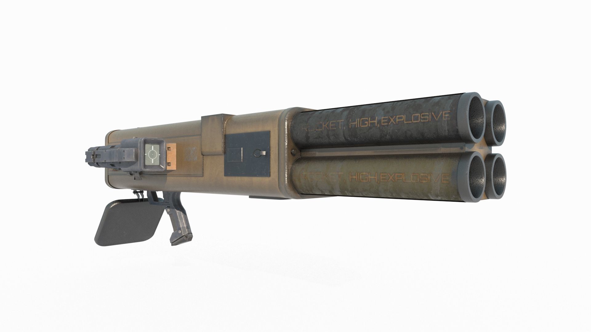 Future sci-fi weapon rocket launcher 3D model_1
