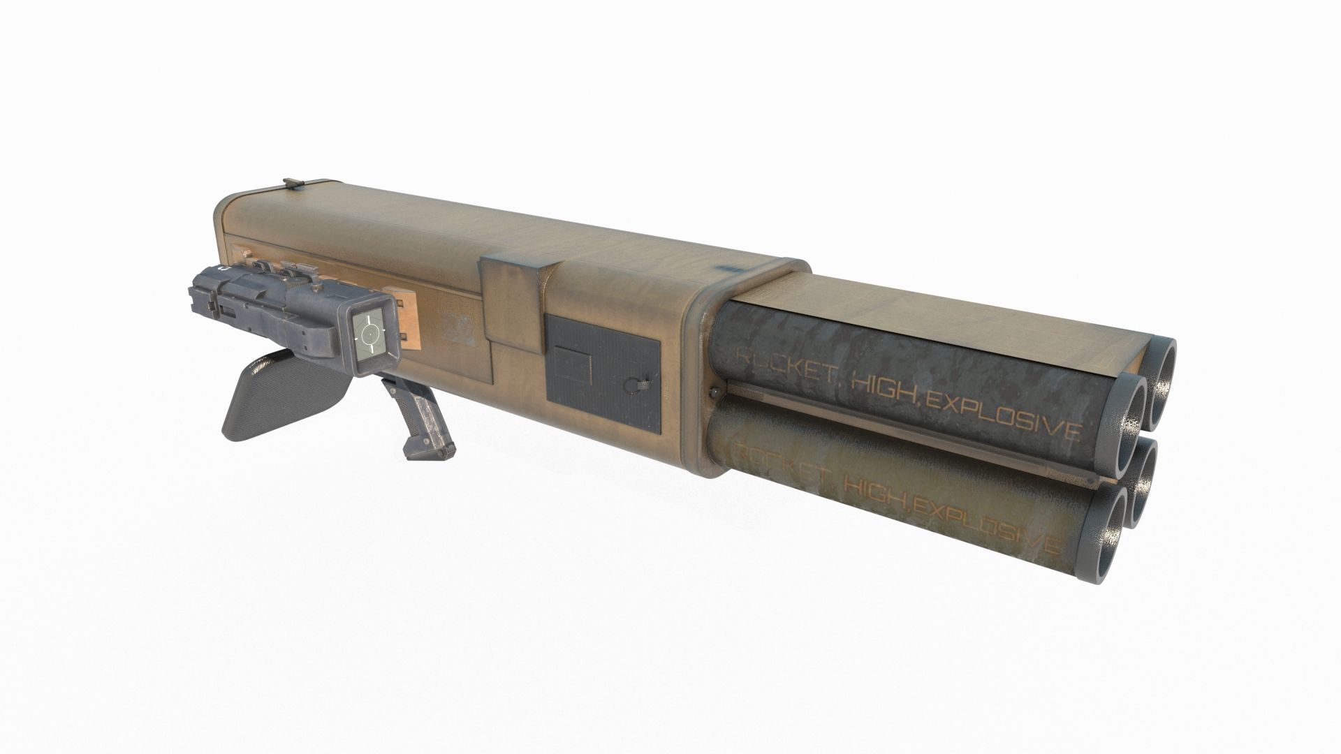 Future sci-fi weapon rocket launcher 3D model_2