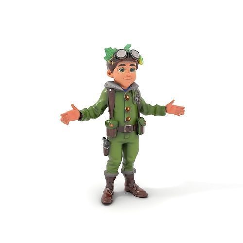 Forest Explorer Kid Rigged and Animated Low-poly 3D model