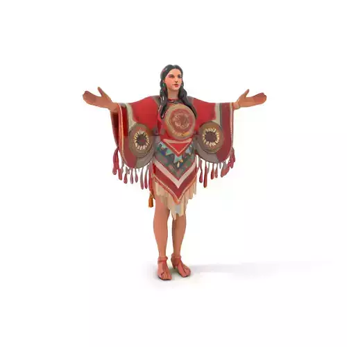 Vibrant Cultural Character Model Rigged and Animated Low-poly 3D model