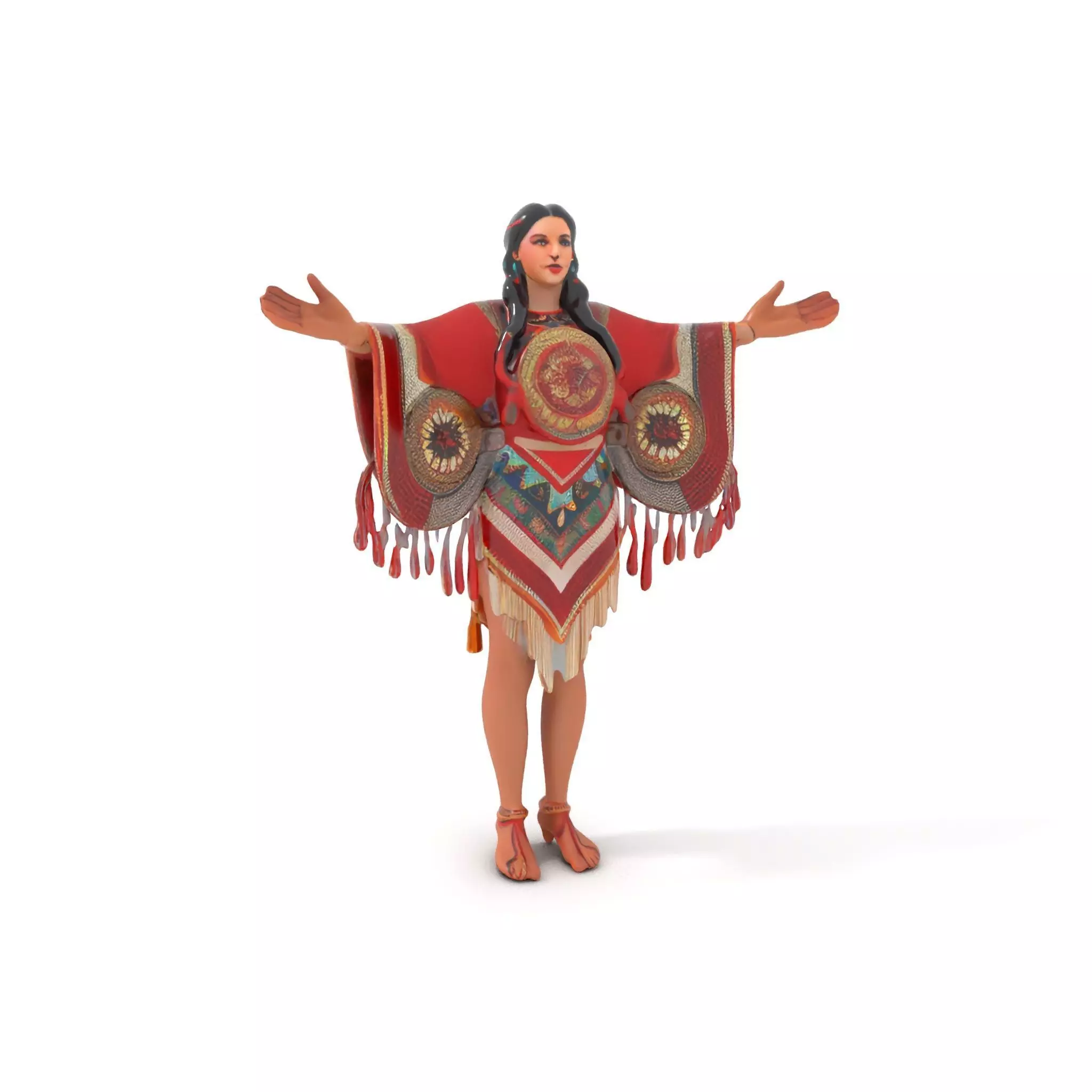 Vibrant Cultural Character Model Rigged and Animated Low-poly 3D model