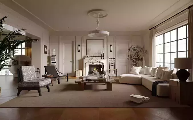Interior French Living Room 3D print model