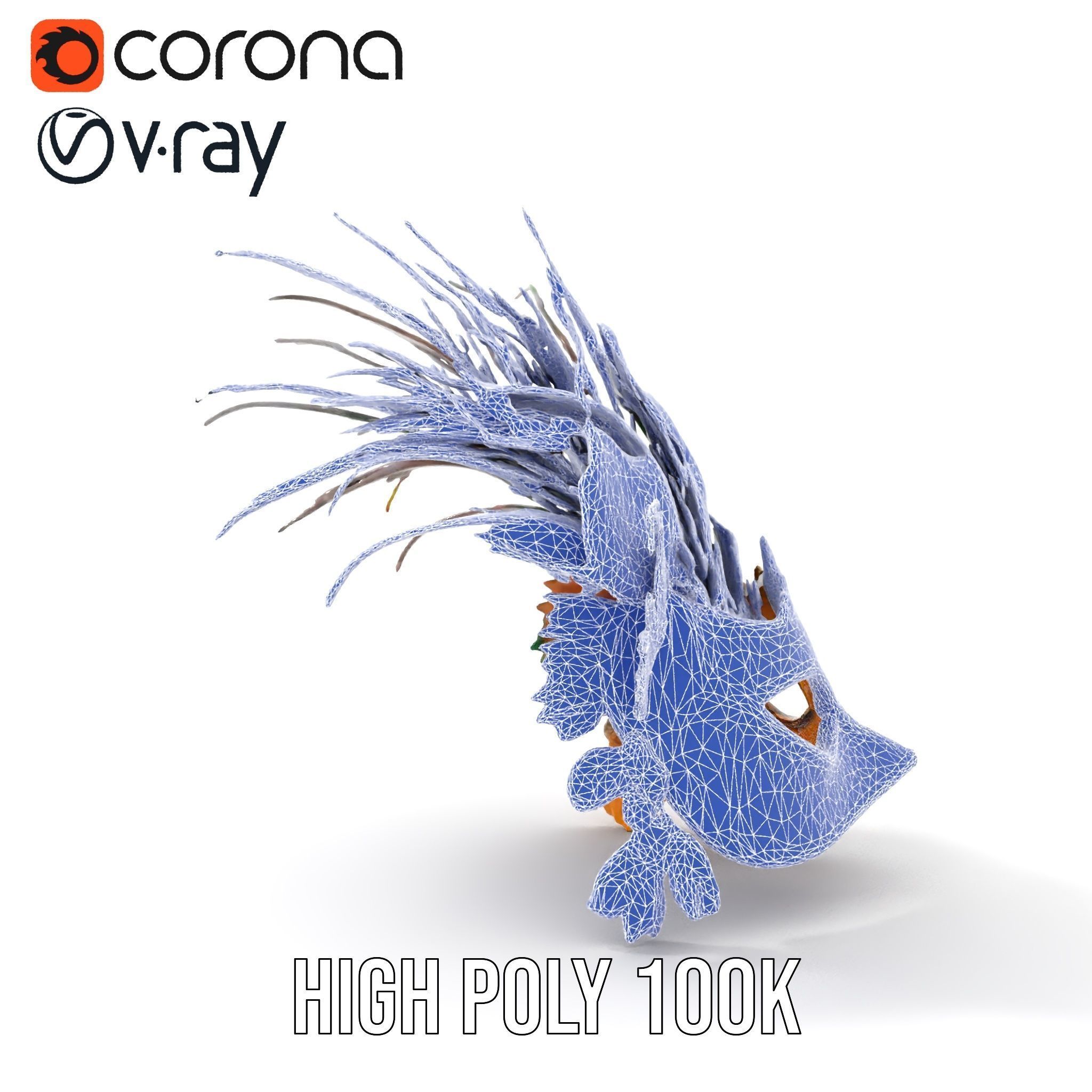 Elegant Peacock Feather Mask D Model Pack Low-poly 3D model_31