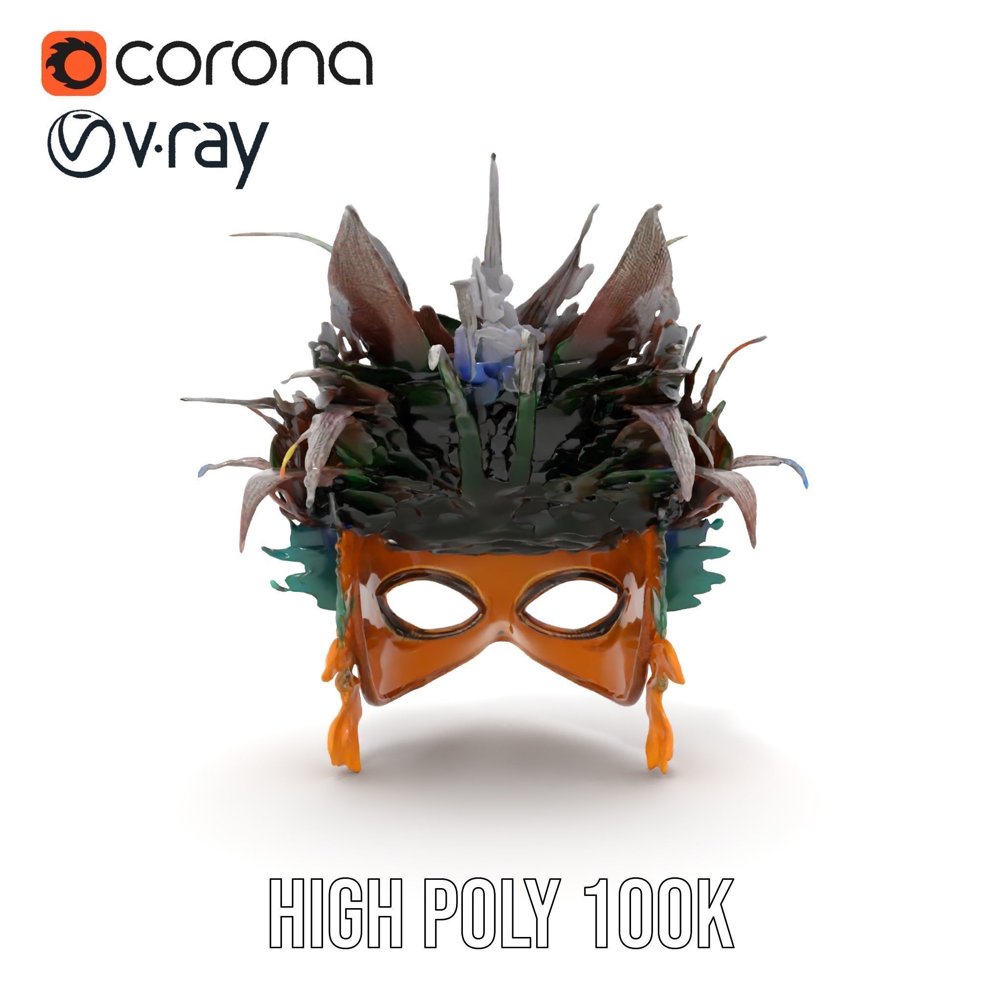Elegant Peacock Feather Mask D Model Pack Low-poly 3D model_19
