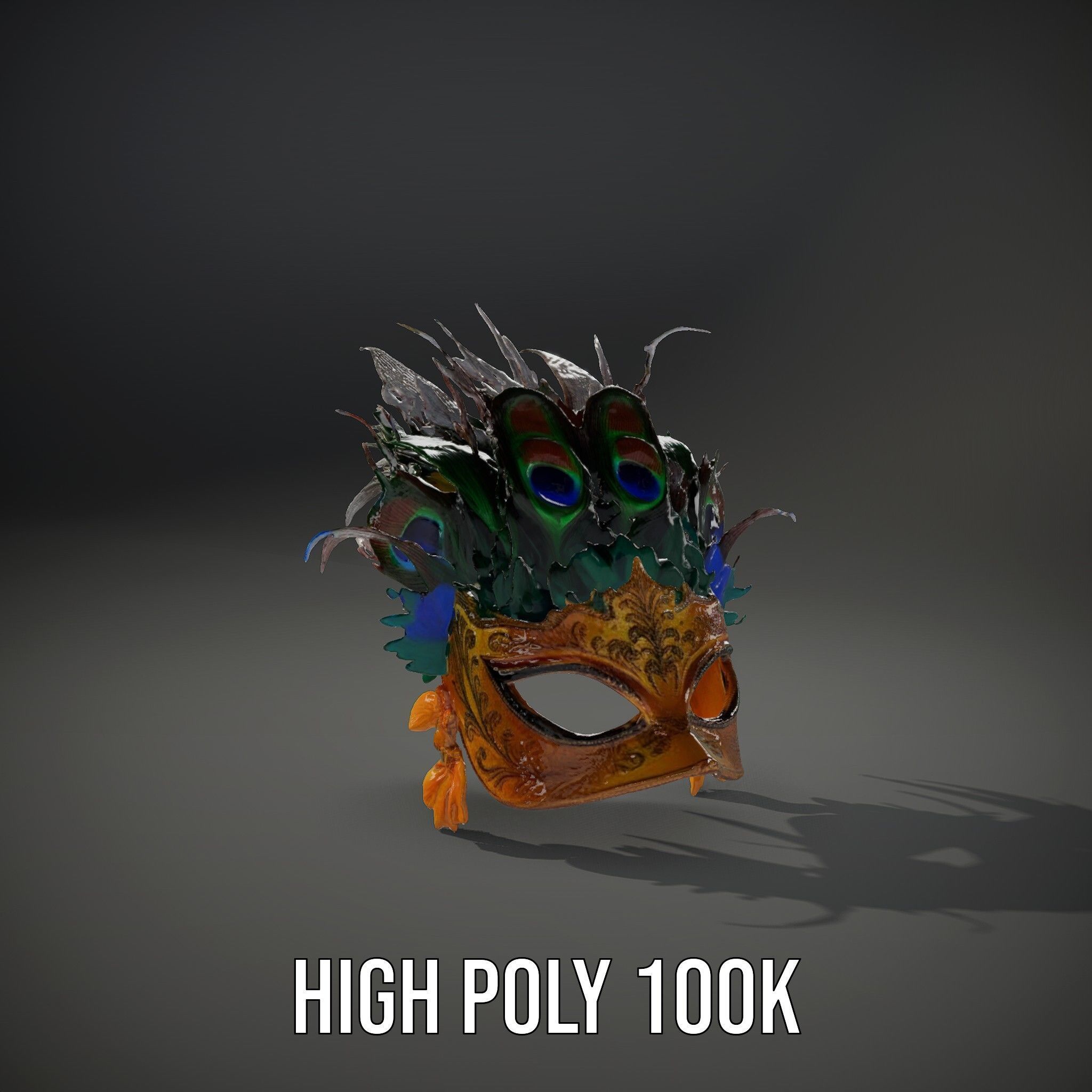 Elegant Peacock Feather Mask D Model Pack Low-poly 3D model_9