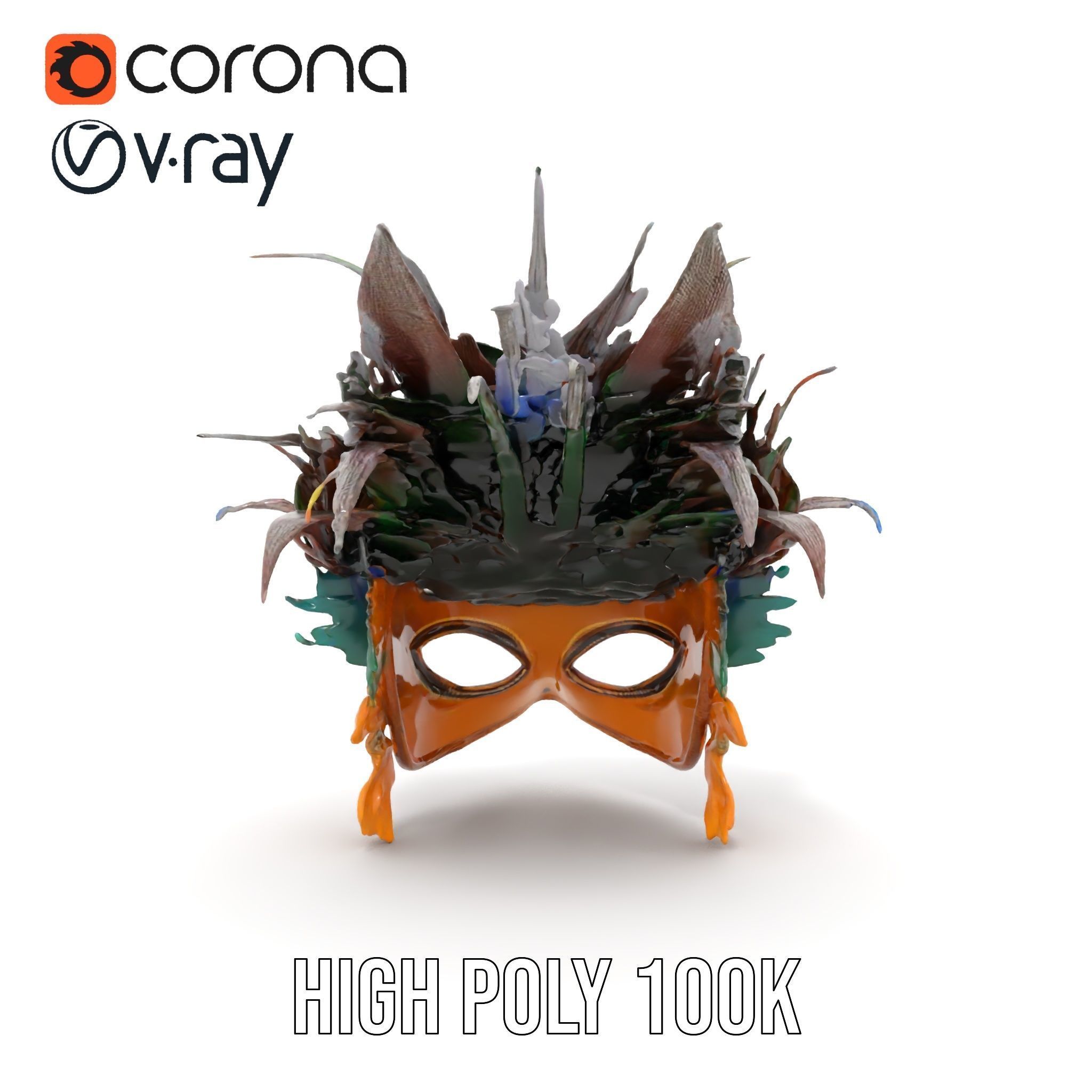 Elegant Peacock Feather Mask D Model Pack Low-poly 3D model_20