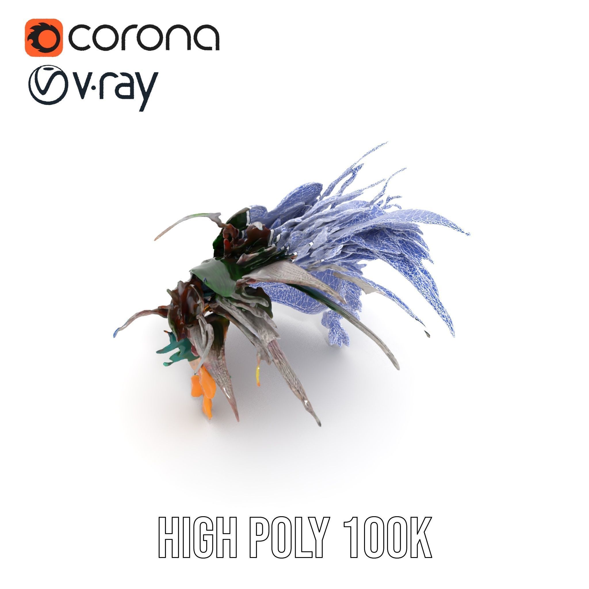 Elegant Peacock Feather Mask D Model Pack Low-poly 3D model_30