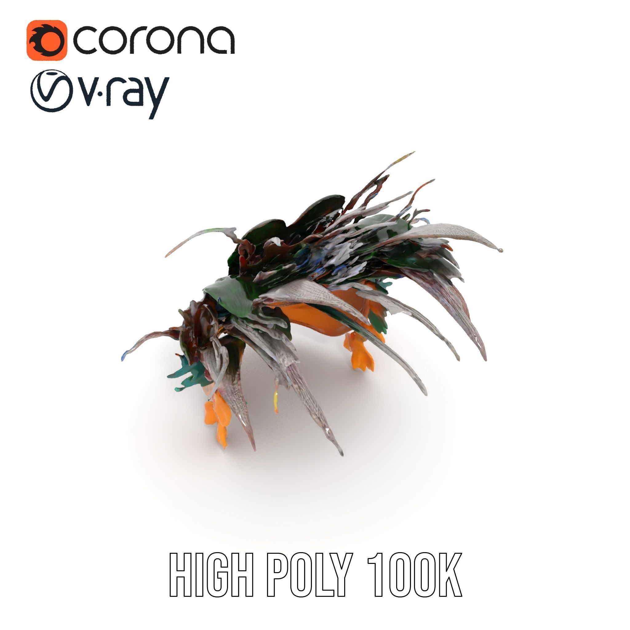 Elegant Peacock Feather Mask D Model Pack Low-poly 3D model_12