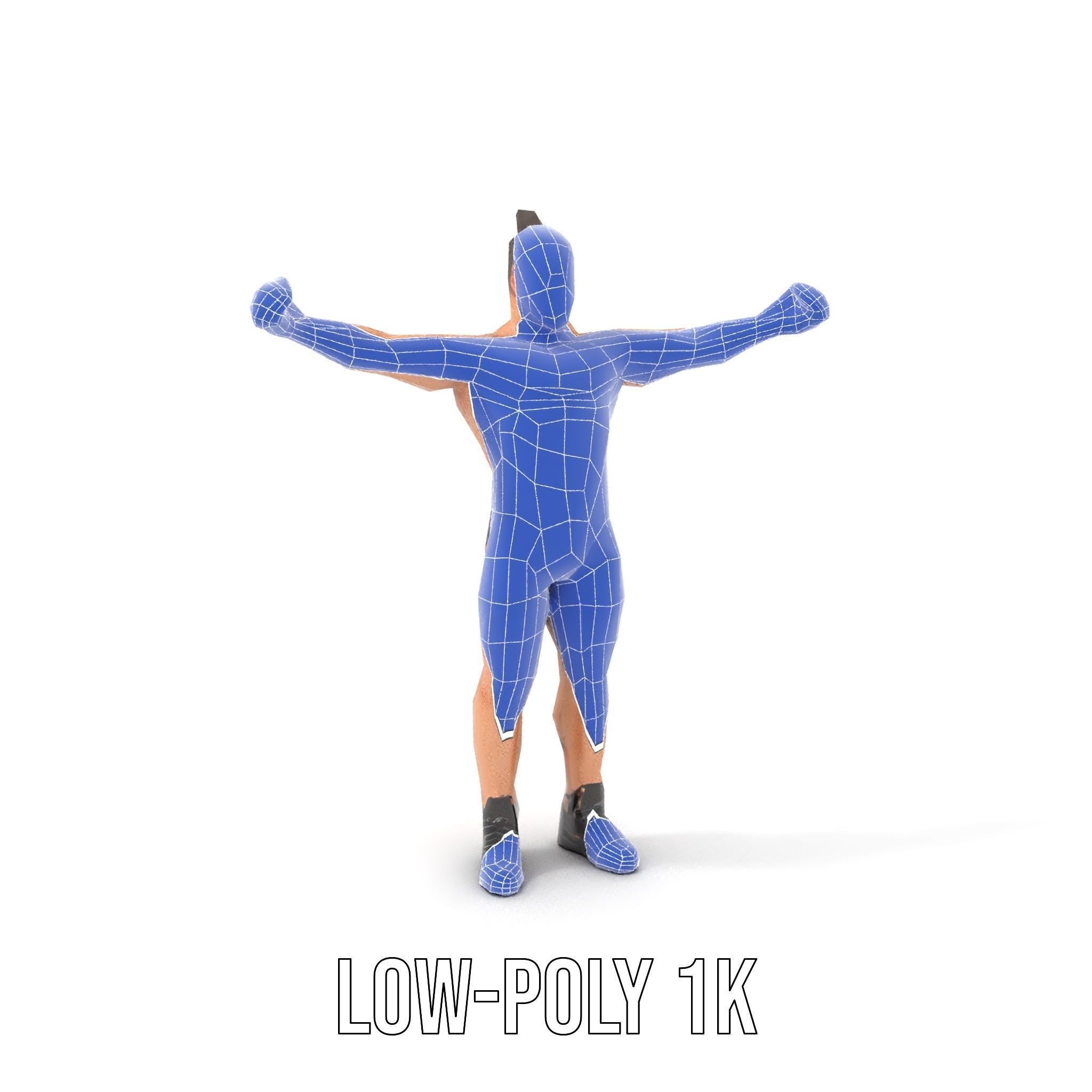 Muscular Male with Bun Rigged and Animated D Character Model Low-poly 3D model_16