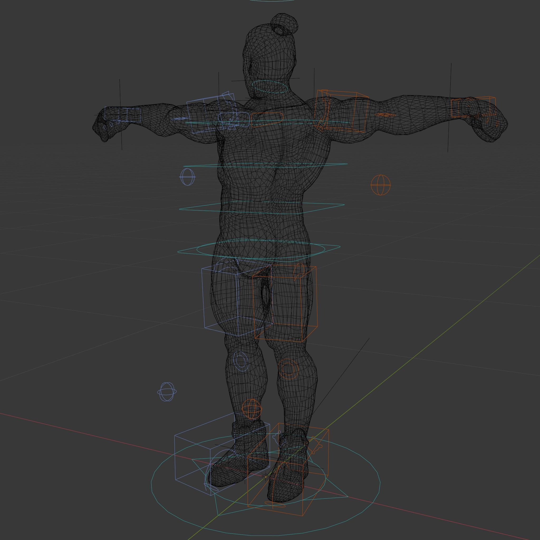 Muscular Male with Bun Rigged and Animated D Character Model Low-poly 3D model_5
