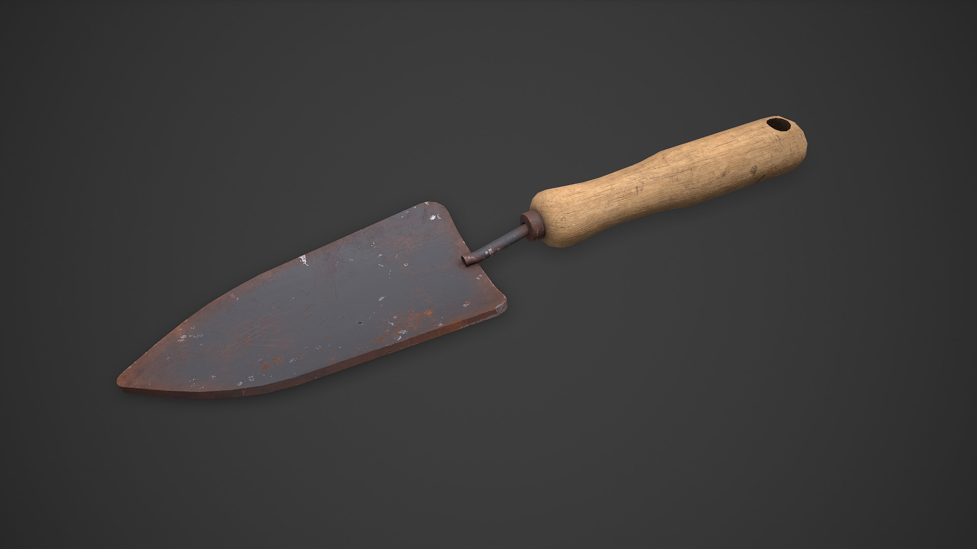 Old Vintage Garden Trowel Low-poly PBR Low-poly 3D model_2
