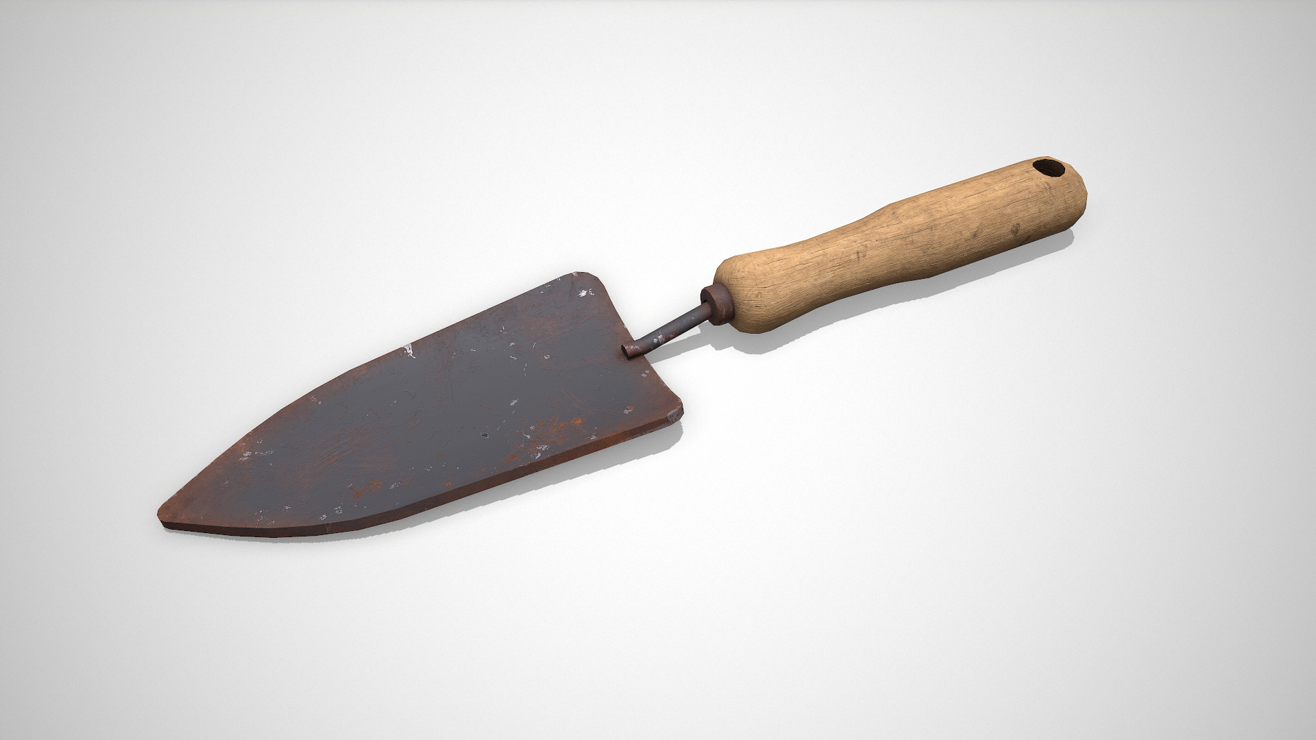 Old Vintage Garden Trowel Low-poly PBR Low-poly 3D model_3