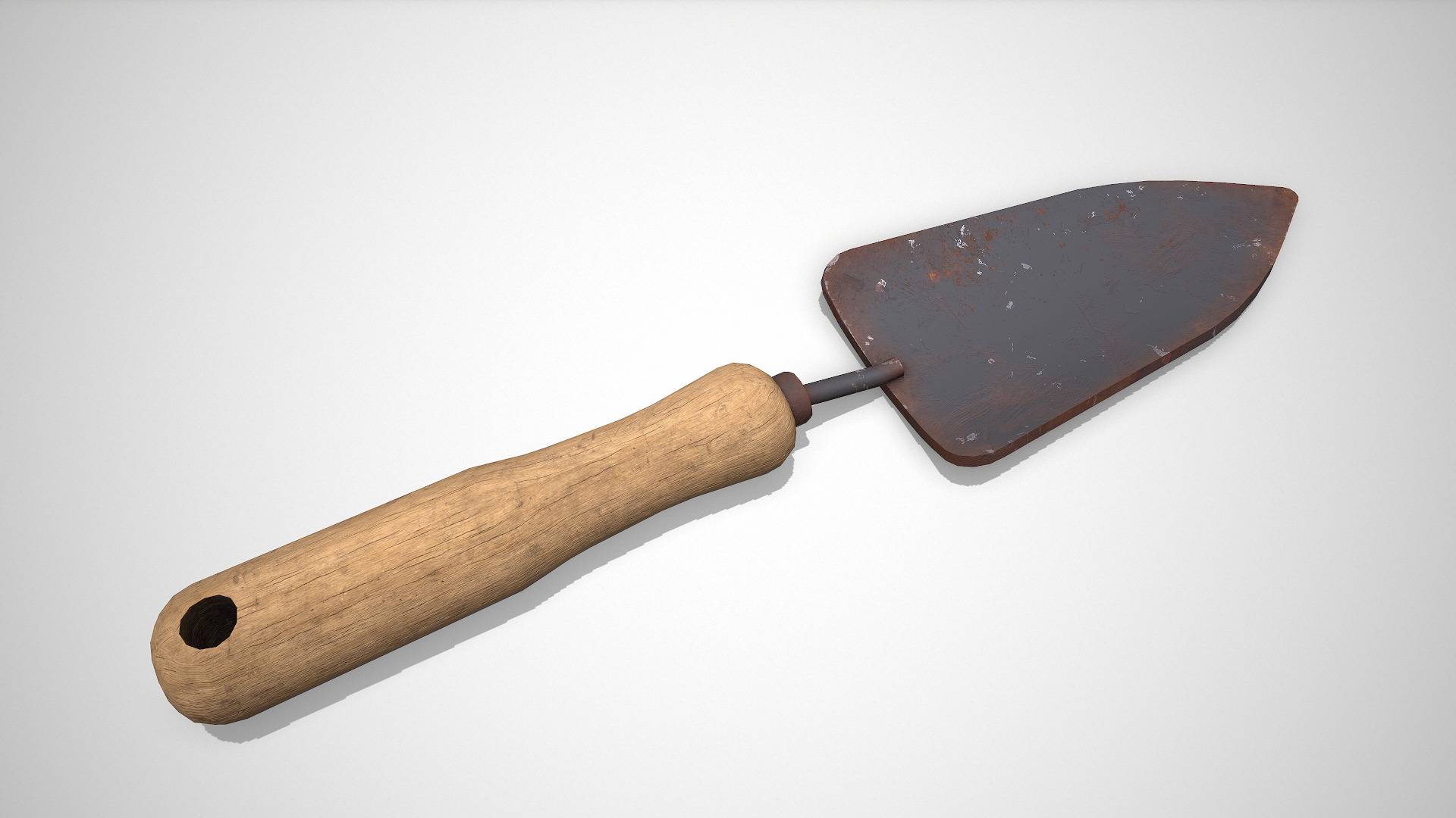 Old Vintage Garden Trowel Low-poly PBR Low-poly 3D model_7
