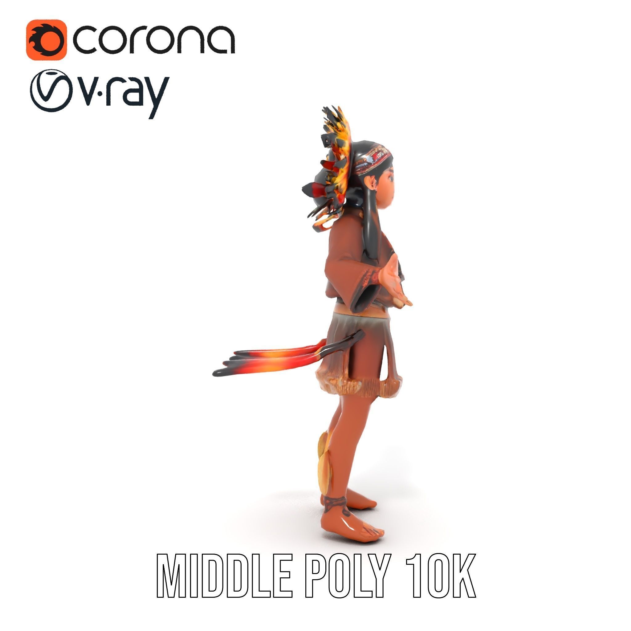 Native American Inspired Child Character Model Rigged and Ani... Low-poly 3D model_15