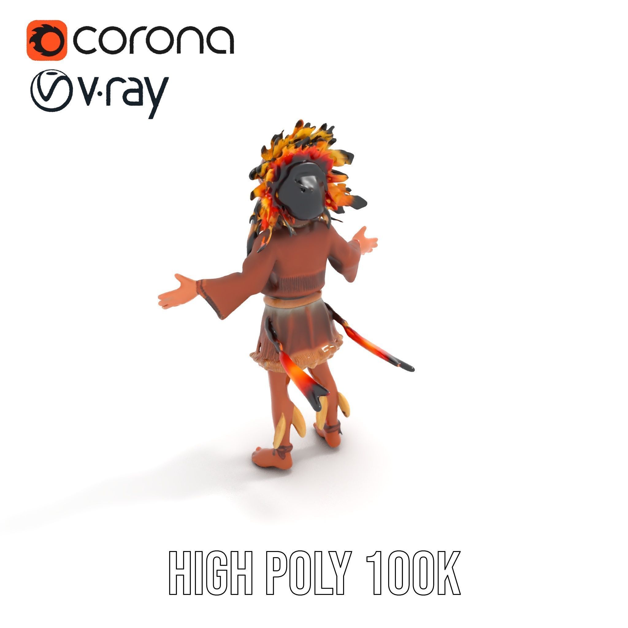 Native American Inspired Child Character Model Rigged and Ani... Low-poly 3D model_11