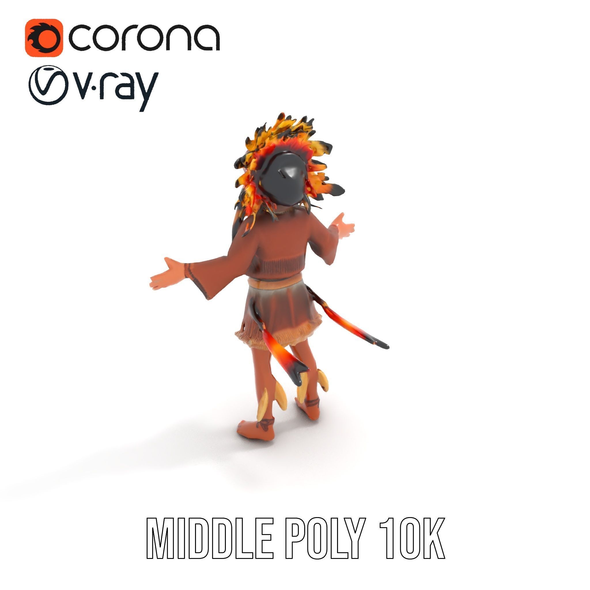 Native American Inspired Child Character Model Rigged and Ani... Low-poly 3D model_12