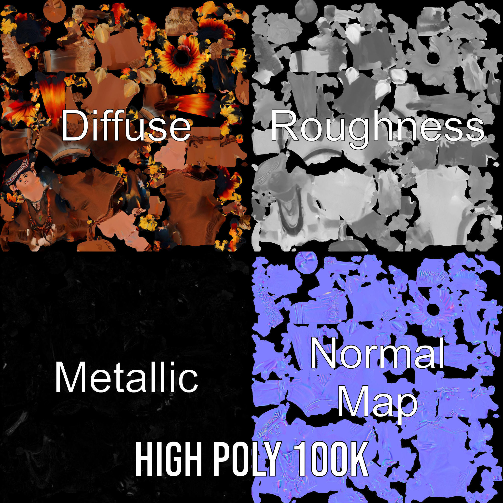 Native American Inspired Child Character Model Rigged and Ani... Low-poly 3D model_3