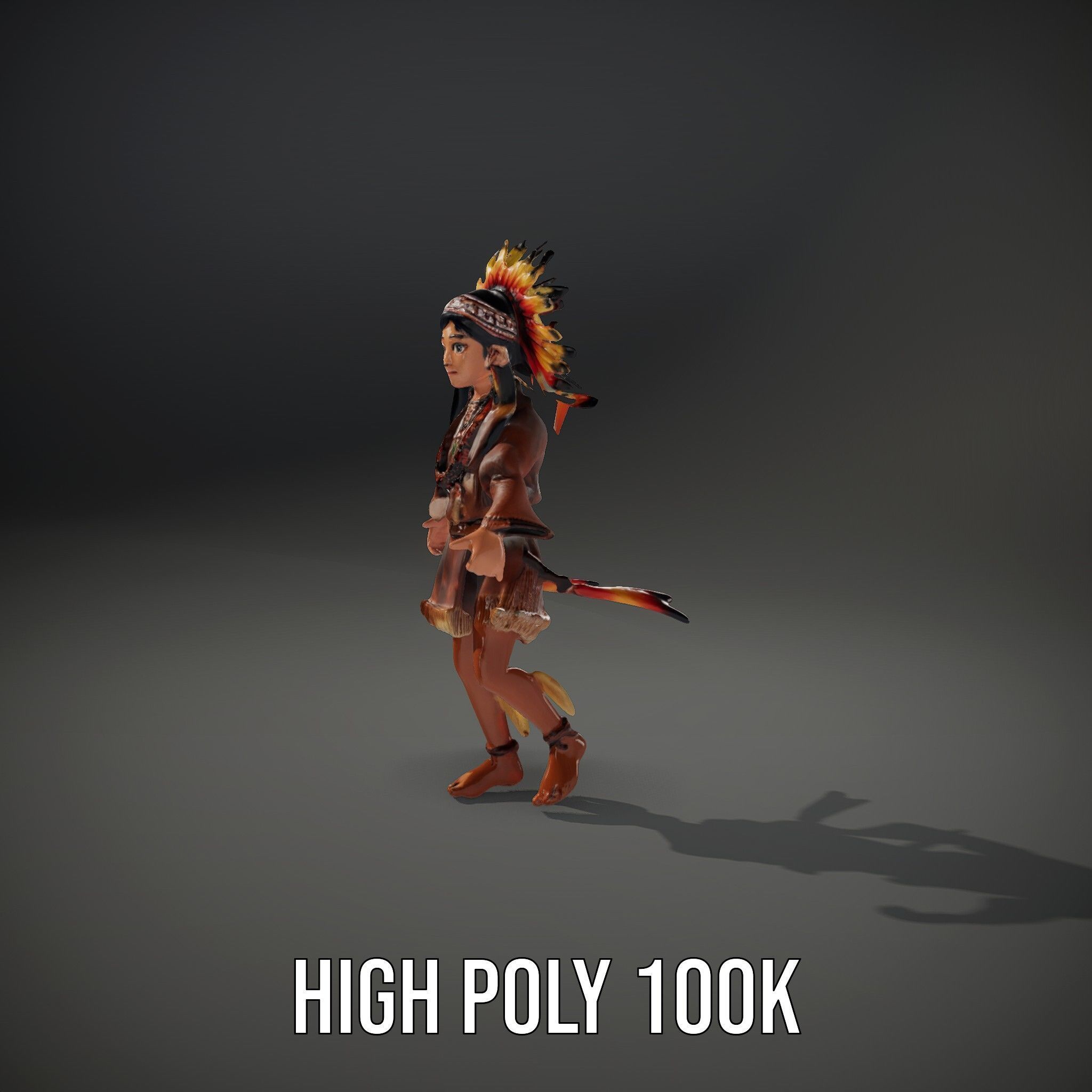 Native American Inspired Child Character Model Rigged and Ani... Low-poly 3D model_35