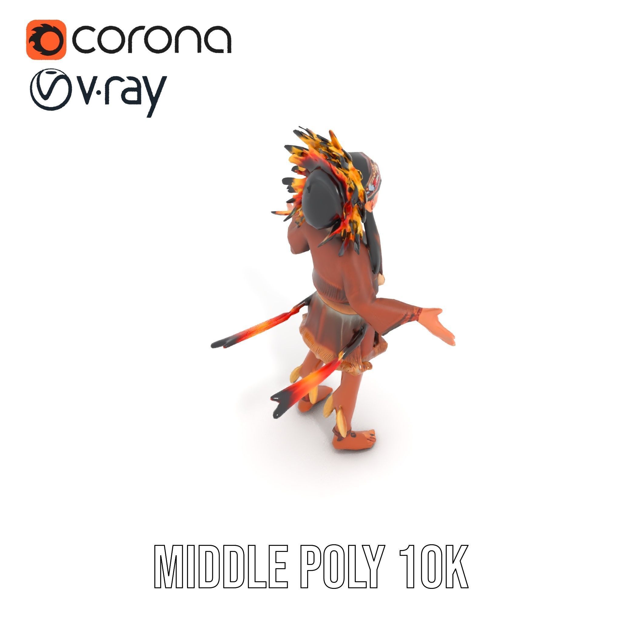 Native American Inspired Child Character Model Rigged and Ani... Low-poly 3D model_5