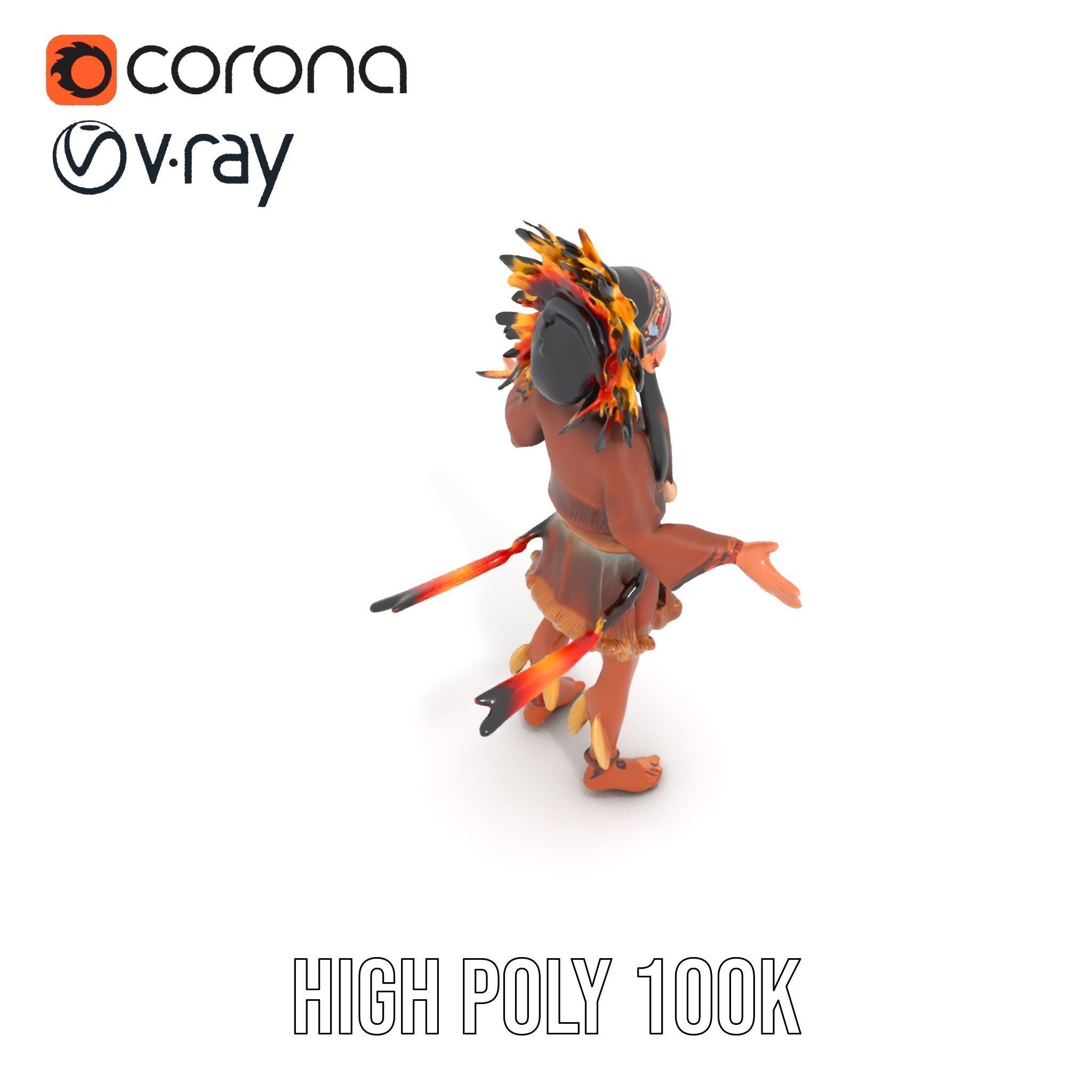 Native American Inspired Child Character Model Rigged and Ani... Low-poly 3D model_14