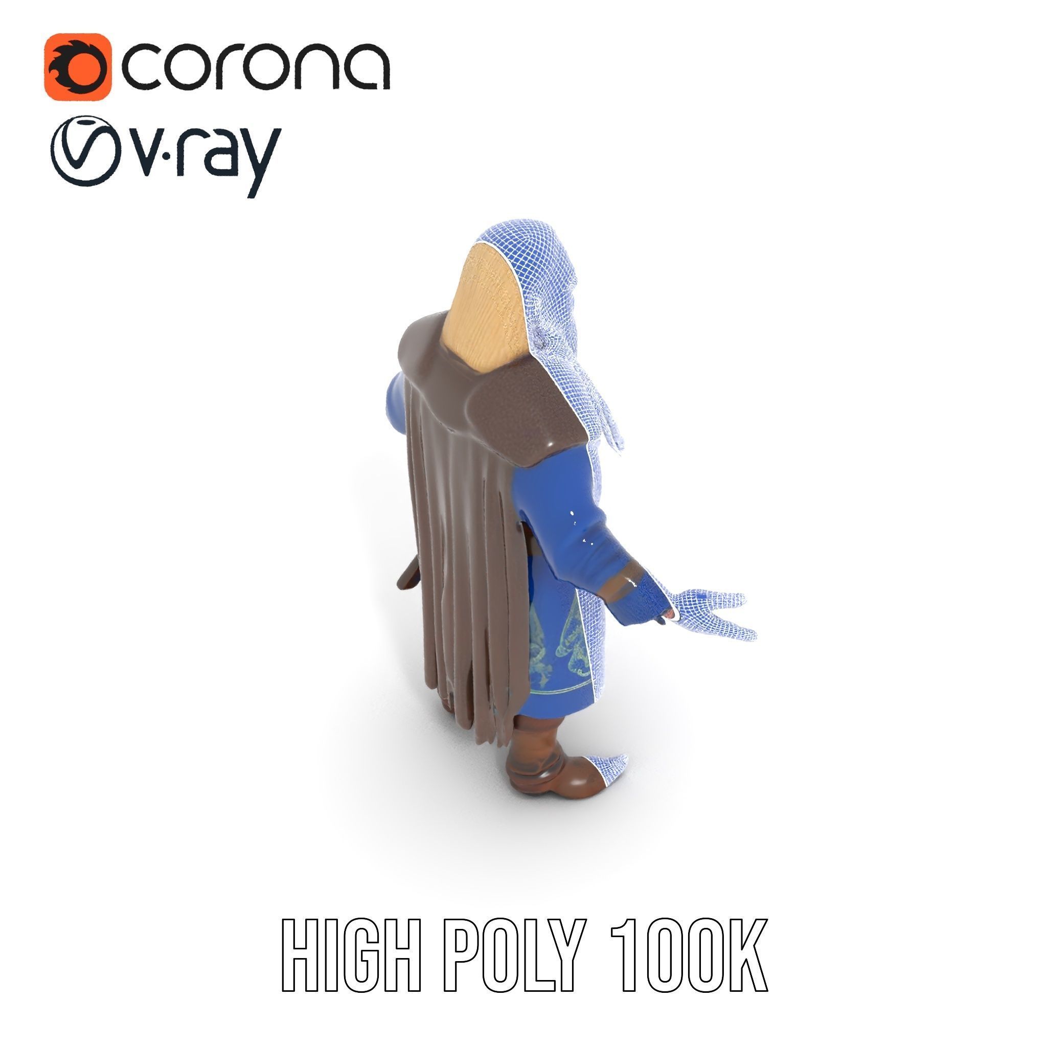 Nordic Warrior Character Rigged and Animated for Games and An... Low-poly 3D model_14