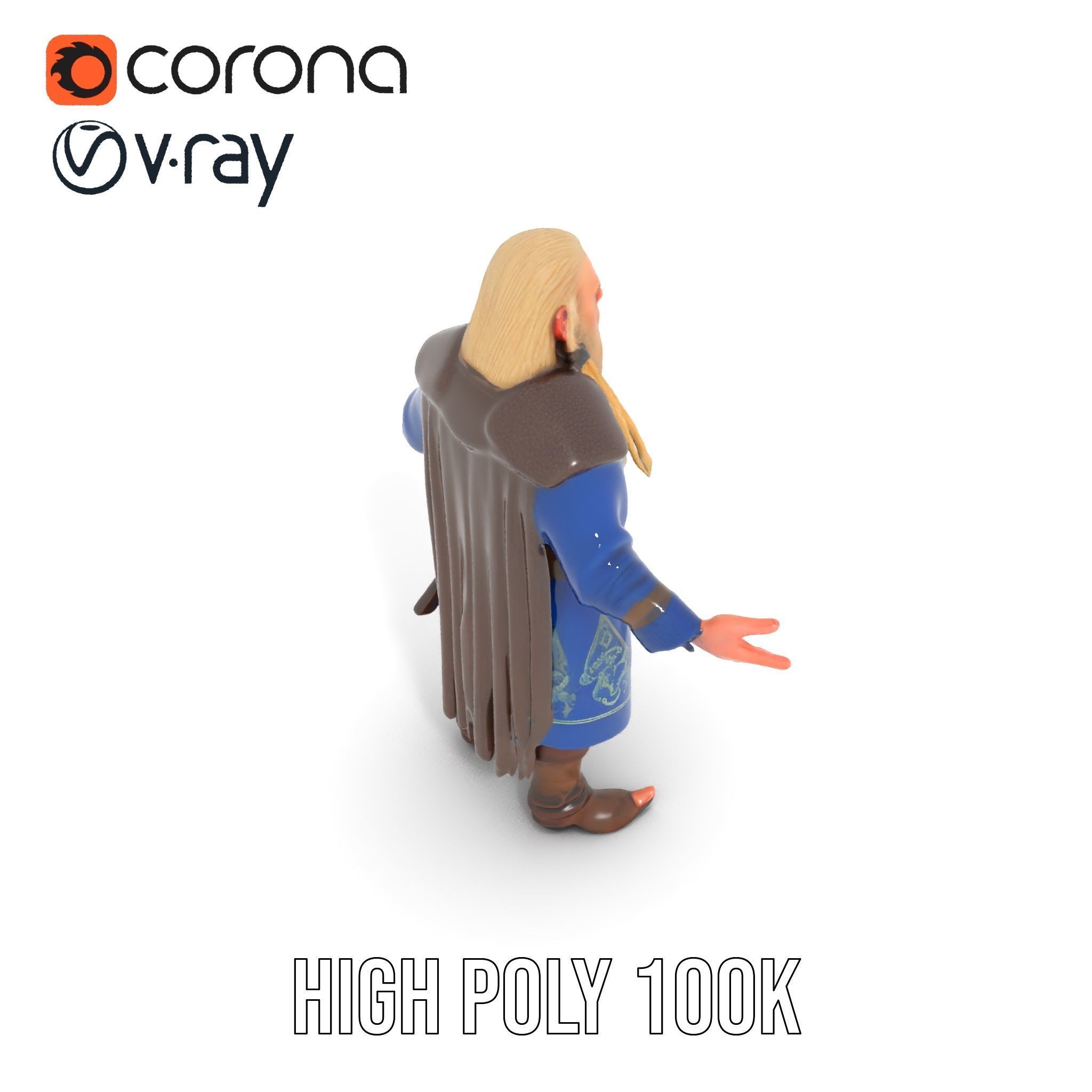 Nordic Warrior Character Rigged and Animated for Games and An... Low-poly 3D model_17