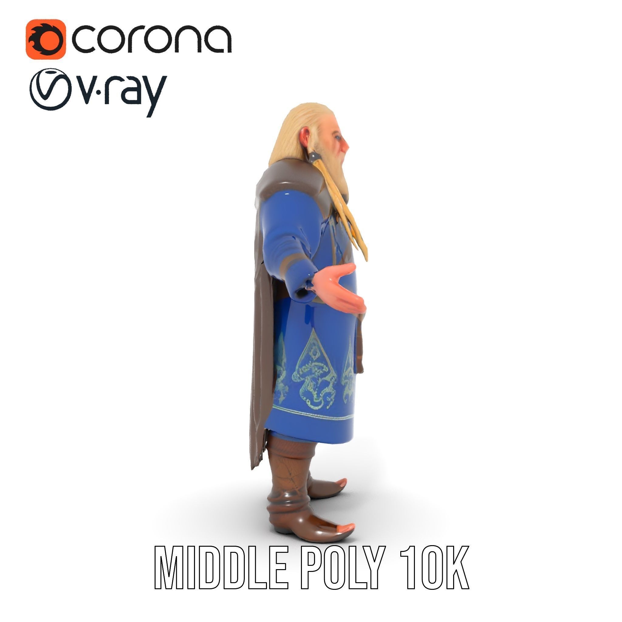 Nordic Warrior Character Rigged and Animated for Games and An... Low-poly 3D model_24