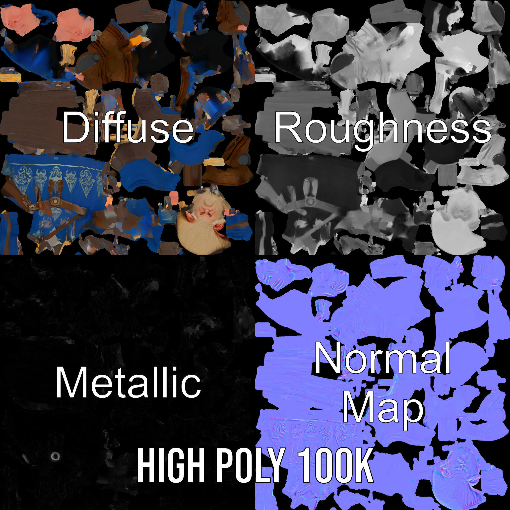 Nordic Warrior Character Rigged and Animated for Games and An... Low-poly 3D model_3