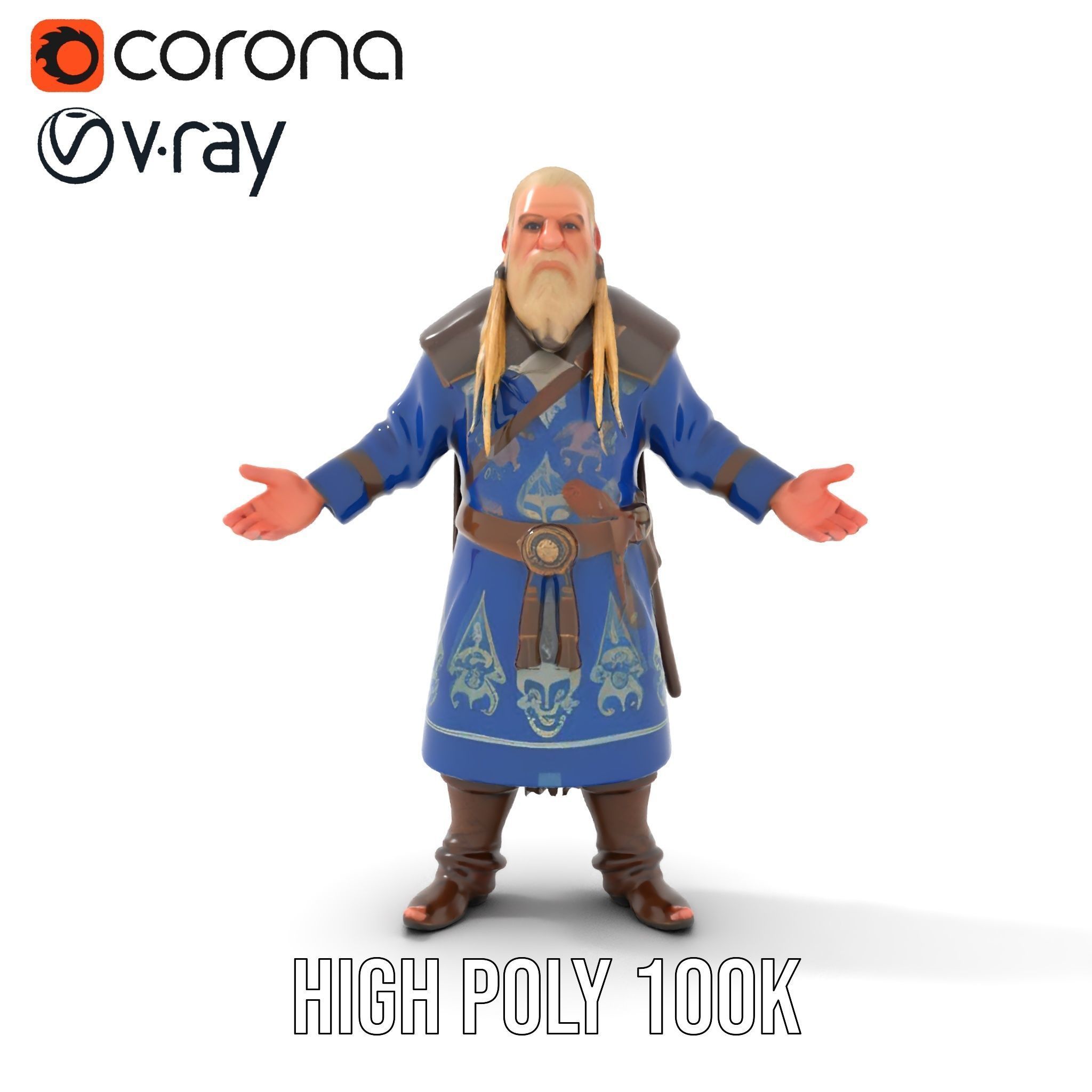 Nordic Warrior Character Rigged and Animated for Games and An... Low-poly 3D model_11
