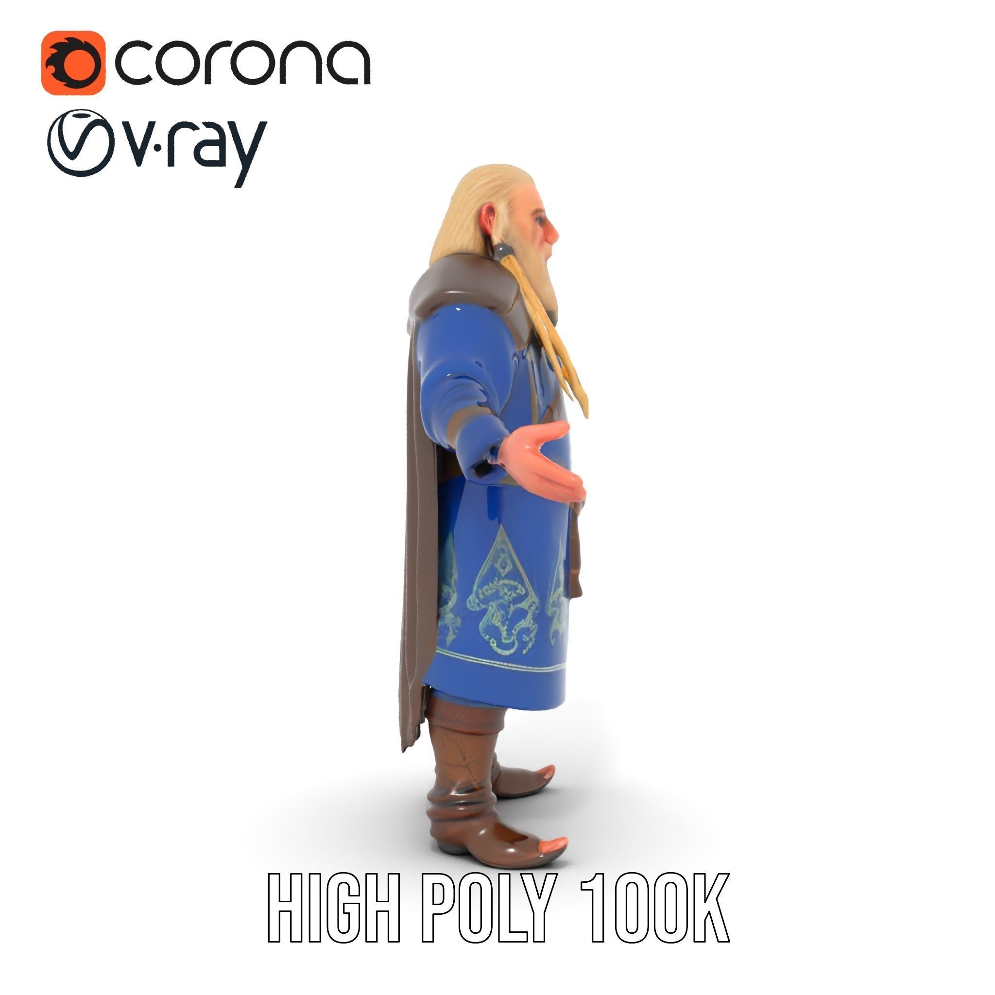 Nordic Warrior Character Rigged and Animated for Games and An... Low-poly 3D model_28