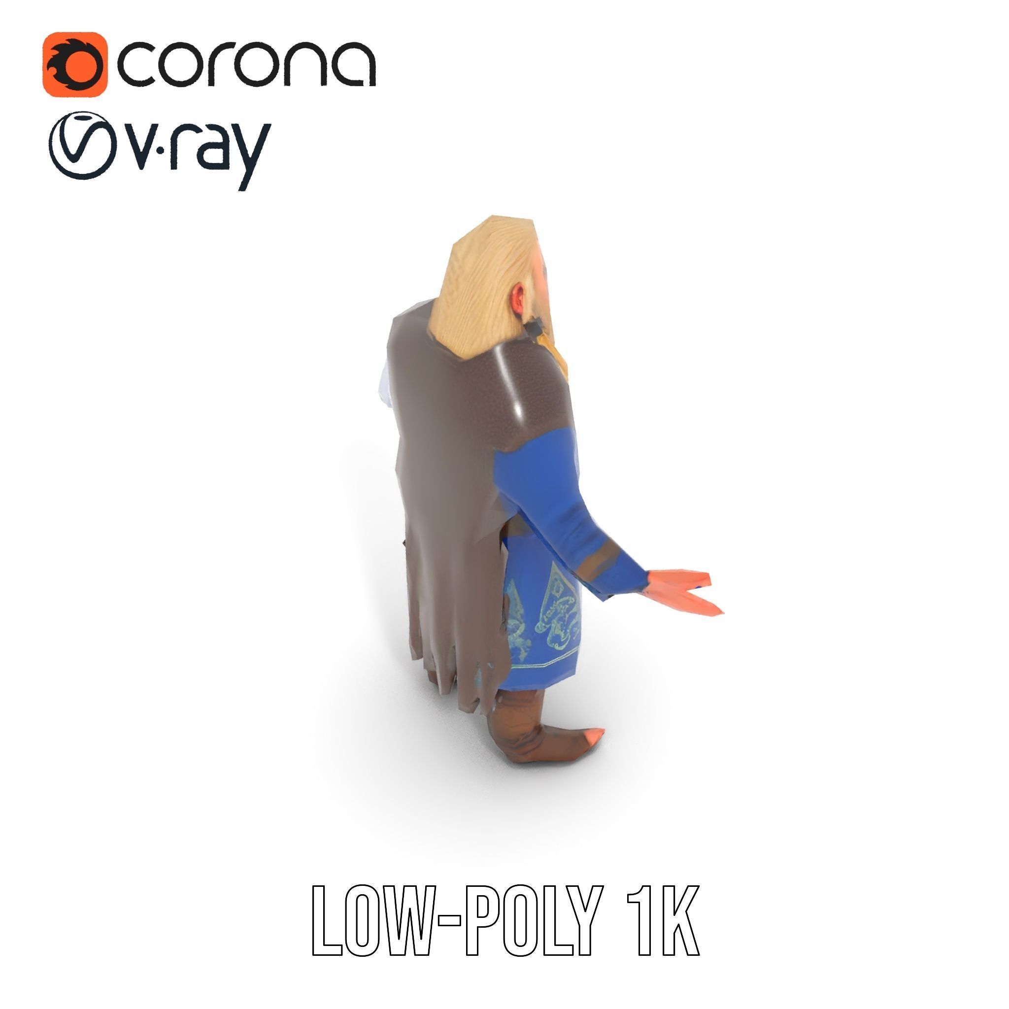 Nordic Warrior Character Rigged and Animated for Games and An... Low-poly 3D model_16