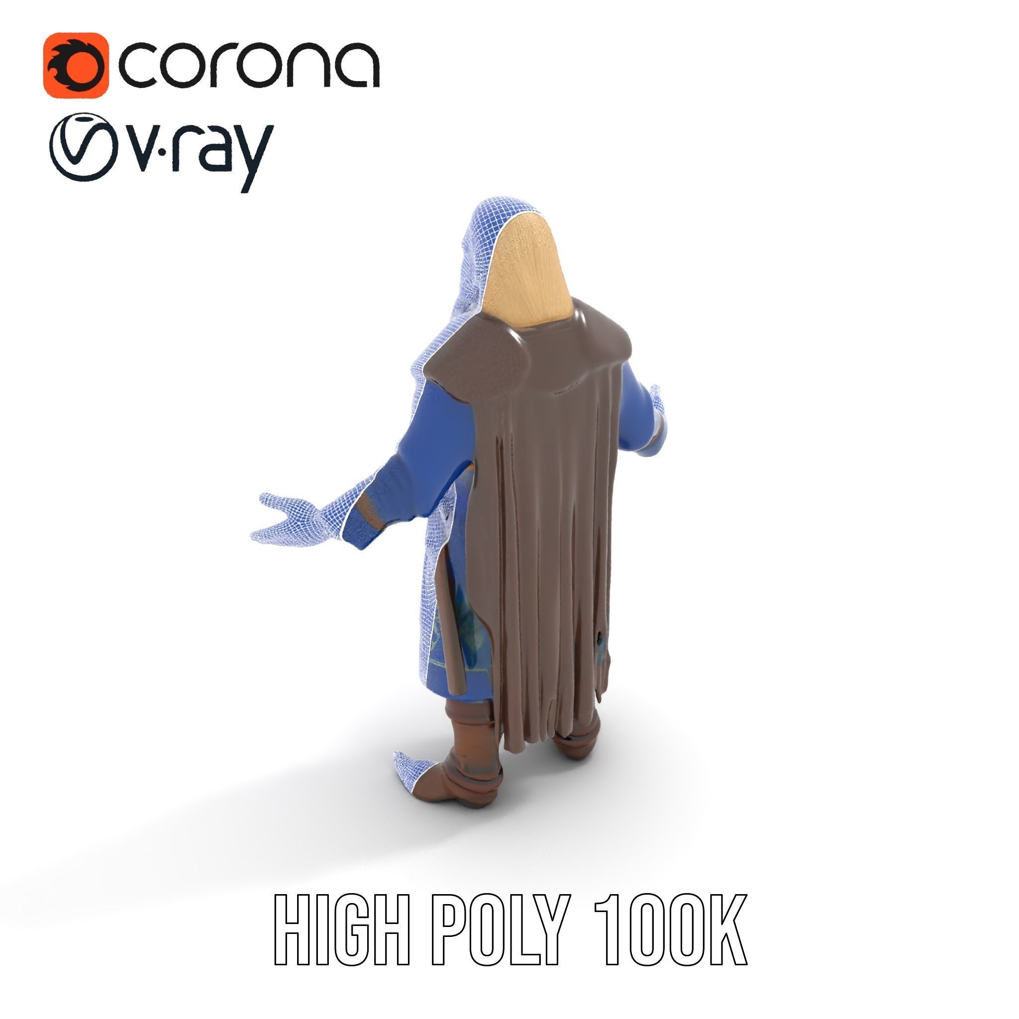 Nordic Warrior Character Rigged and Animated for Games and An... Low-poly 3D model_23