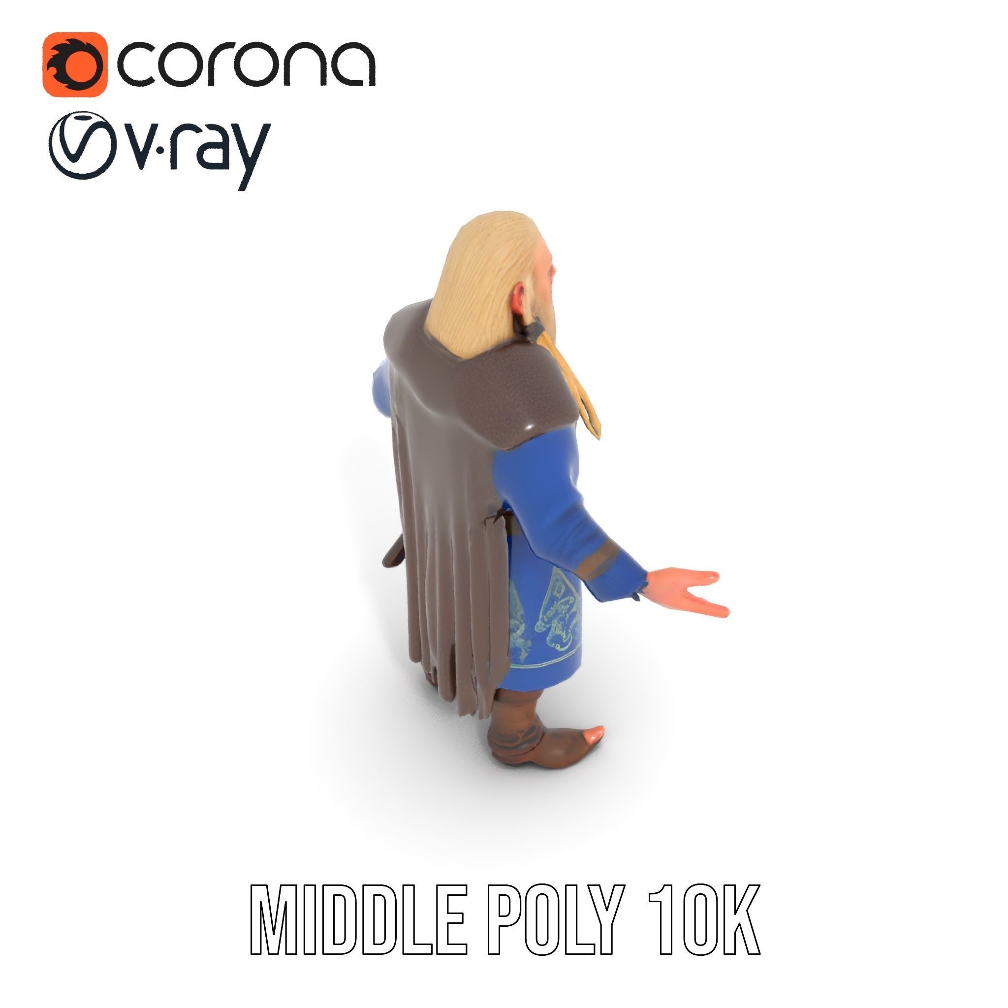 Nordic Warrior Character Rigged and Animated for Games and An... Low-poly 3D model_9