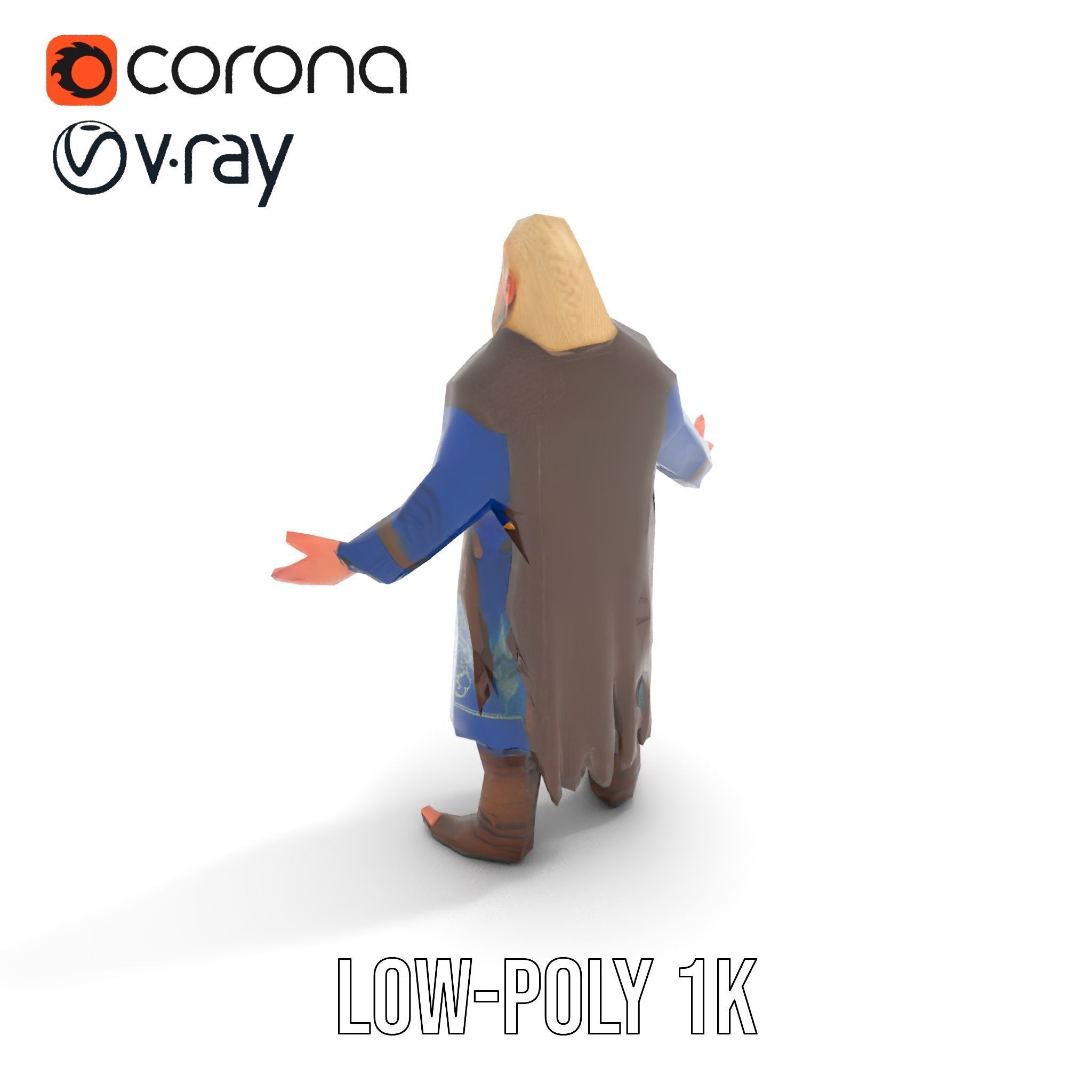 Nordic Warrior Character Rigged and Animated for Games and An... Low-poly 3D model_27