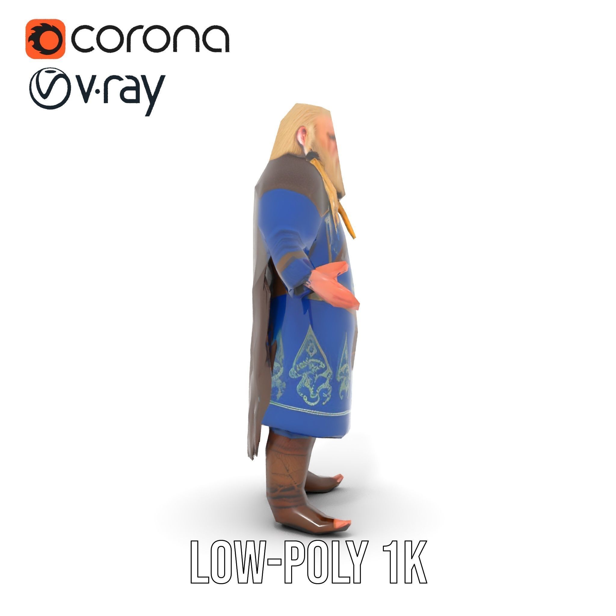 Nordic Warrior Character Rigged and Animated for Games and An... Low-poly 3D model_19
