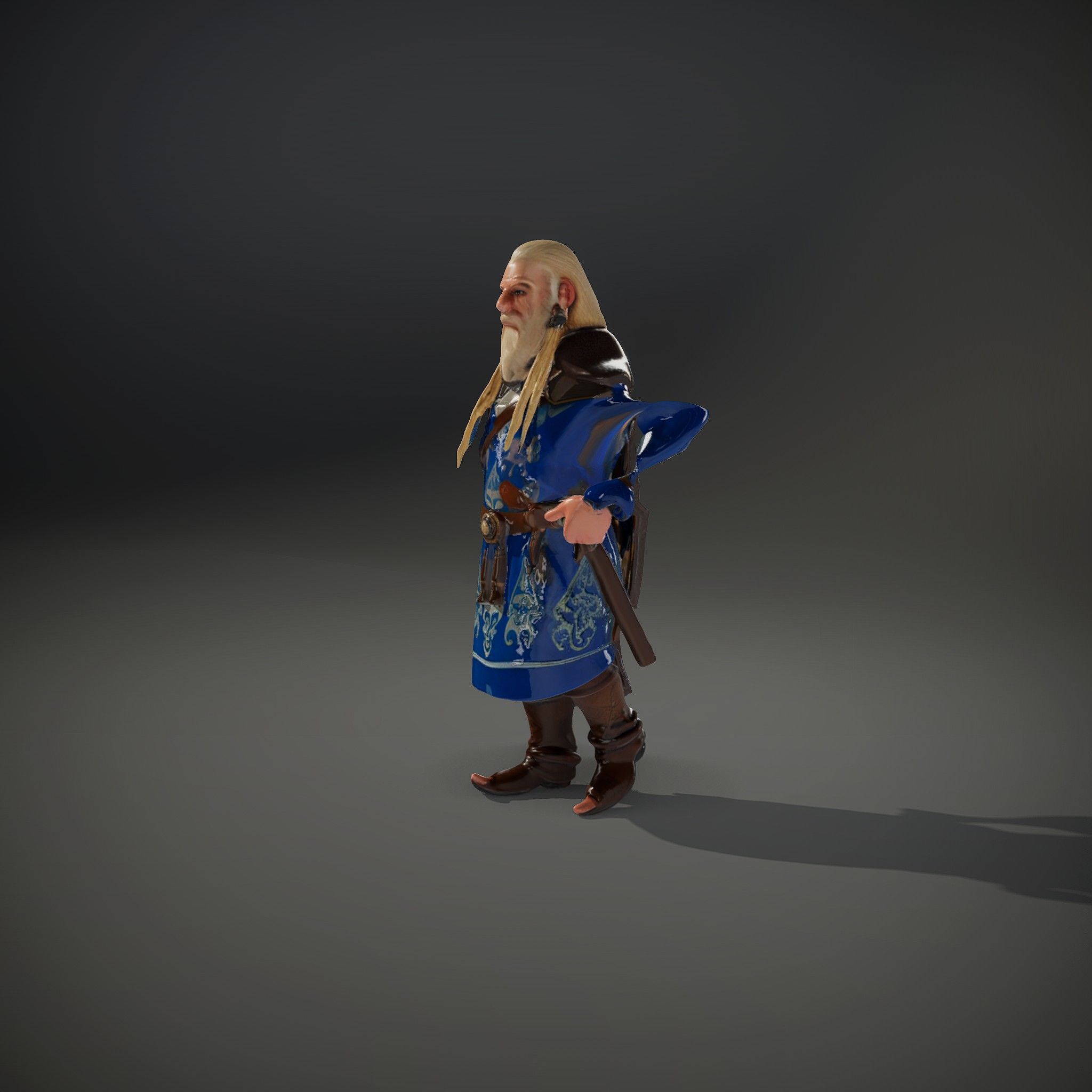 Nordic Warrior Character Rigged and Animated for Games and An... Low-poly 3D model_35