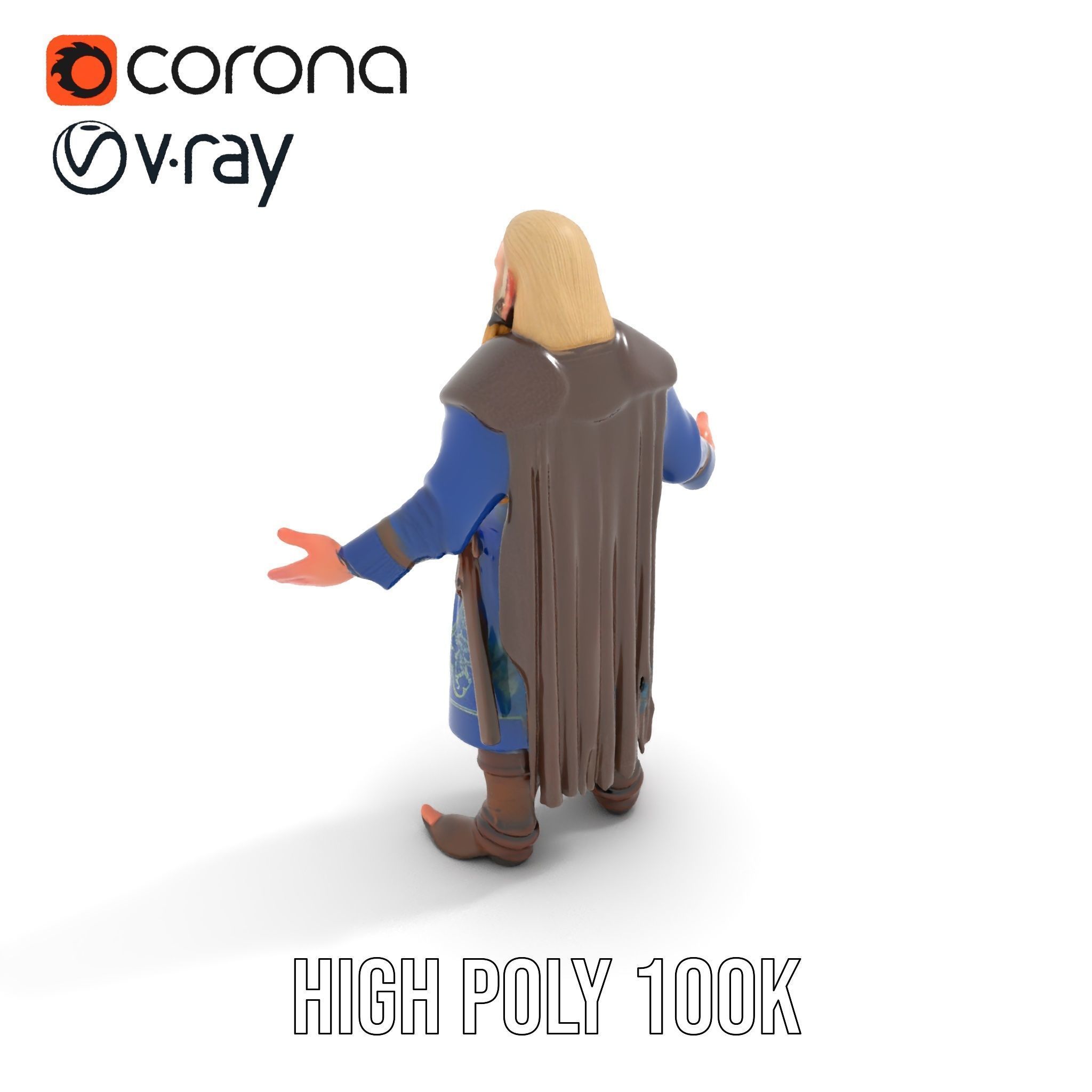 Nordic Warrior Character Rigged and Animated for Games and An... Low-poly 3D model_20