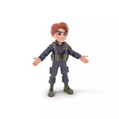 Rigged and Animated Cartoon Soldier Alert Character Model Low-poly 3D model