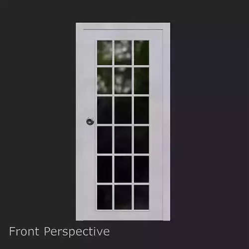 White French Door with Glass Panels 3D model