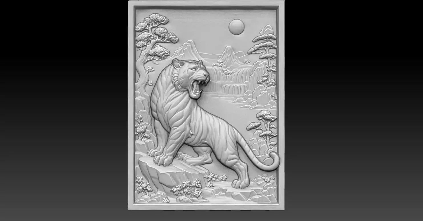 7 Tiger CNC Relief Model 3D print model