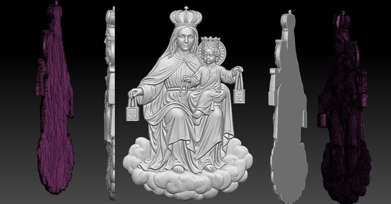 1 VIRGEN DEL CARMEN BAS RELIEF CNC Relief Model 3D print model_5