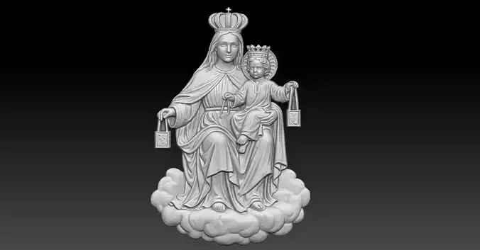 1 VIRGEN DEL CARMEN BAS RELIEF CNC Relief Model 3D print model