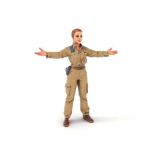 Explorer Character Rigged and Animated with Idle Walking Running Low-poly 3D model