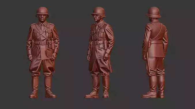 German Captain Soldier WW2 3D print model