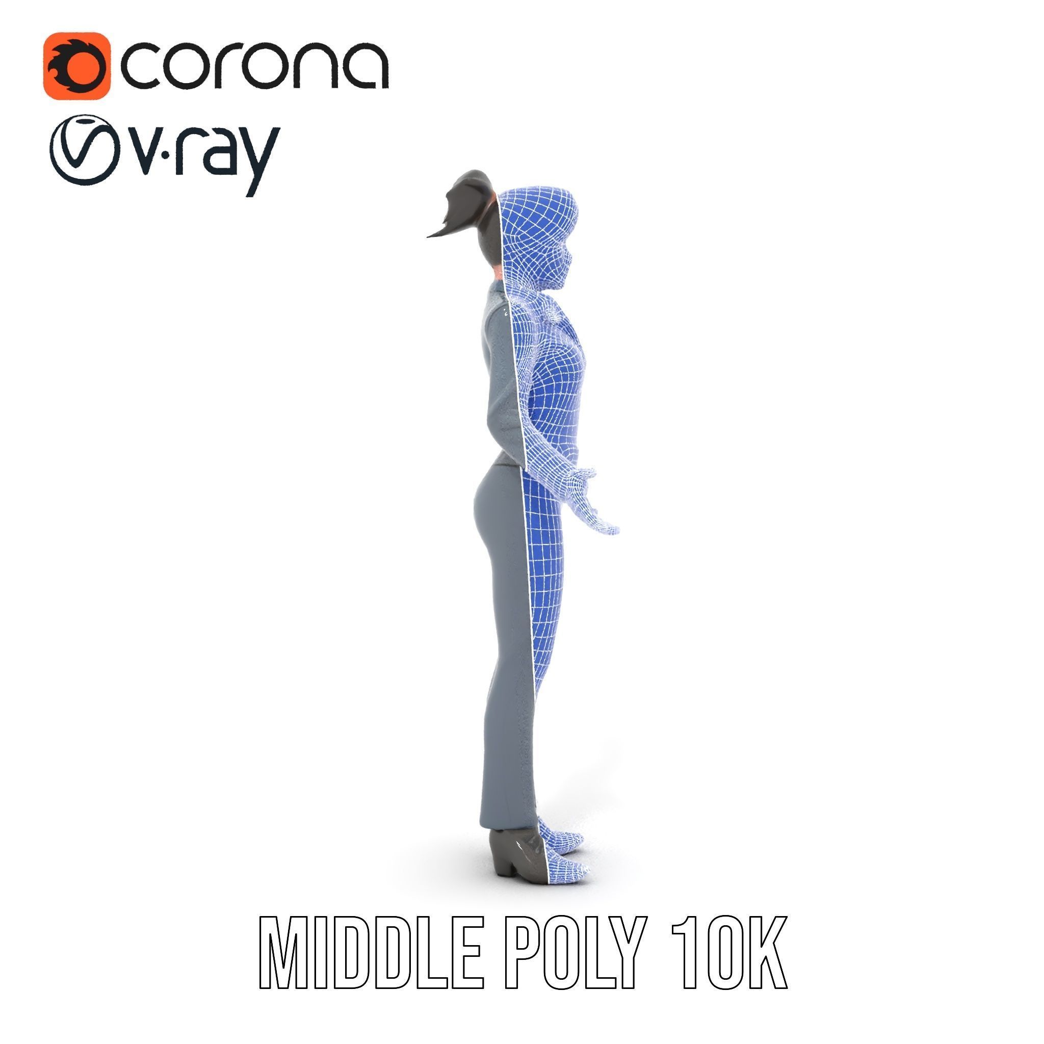 Businesswoman Character Model with Tattoo  Rigged and Animated Low-poly 3D model_35