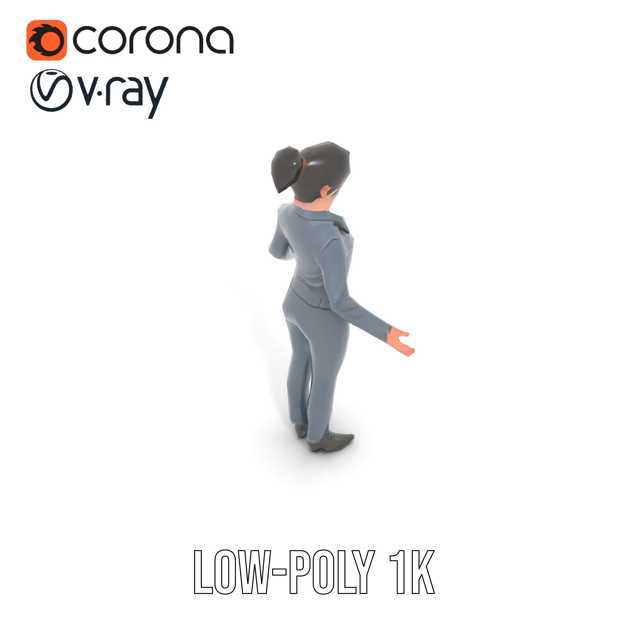 Businesswoman Character Model with Tattoo  Rigged and Animated Low-poly 3D model_9