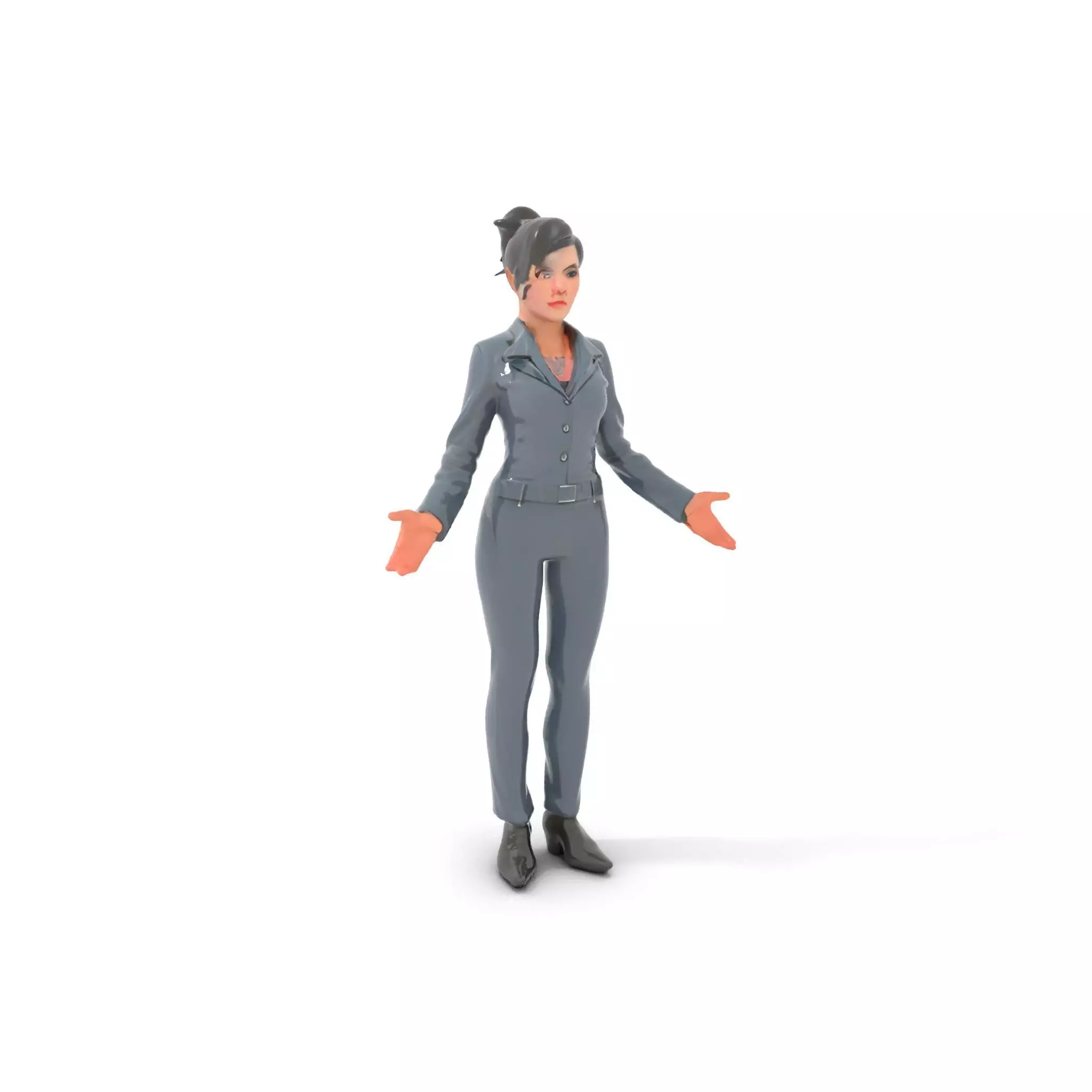 Businesswoman Character Model with Tattoo  Rigged and Animated Low-poly 3D model_0